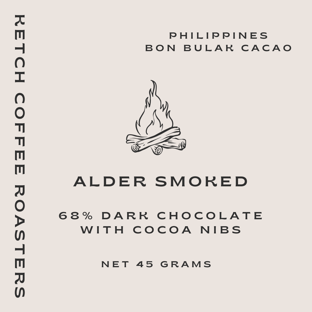 Alder Smoked Dark Chocolate Bar with Cocoa Nibs: 68% image