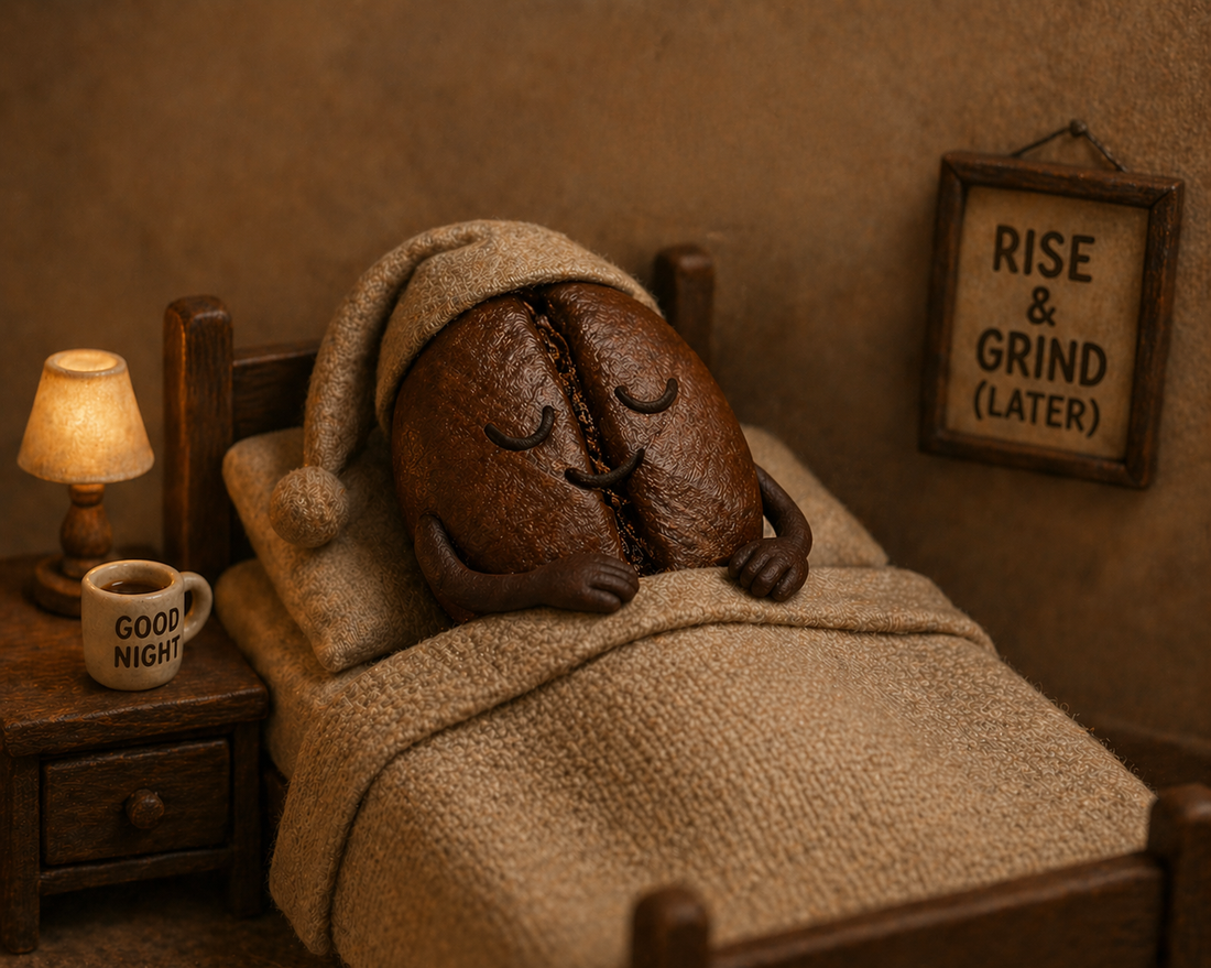 Funny image of roasted coffee resting 