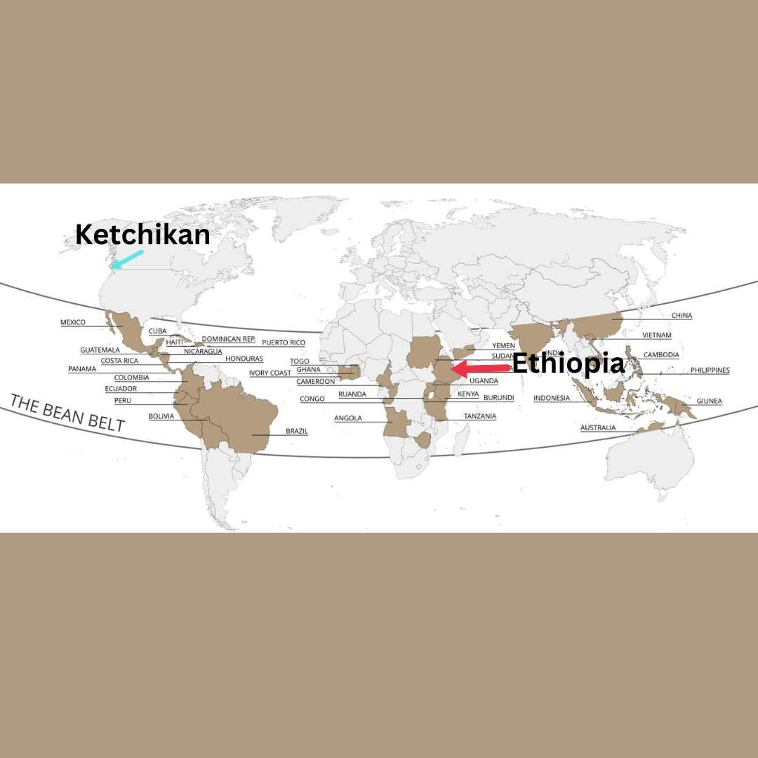 Map of Ketchikan and Ethiopia