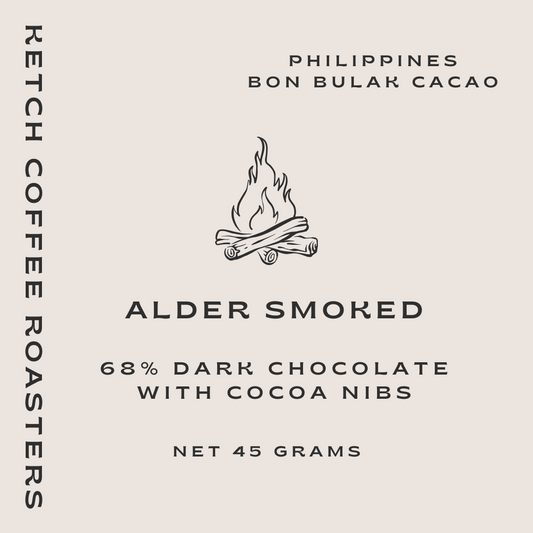 Alder Smoked Dark Chocolate Bar with Cocoa Nibs: 68% image 