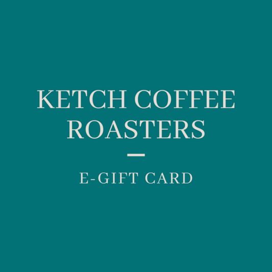 Ketch Coffee Roasters e-gift card on a teal background